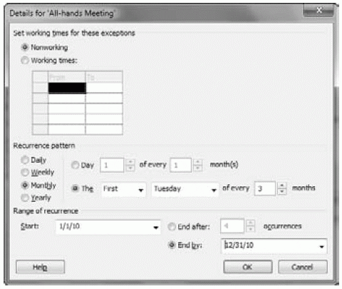 Calendar Exceptions in Microsoft Project 2010