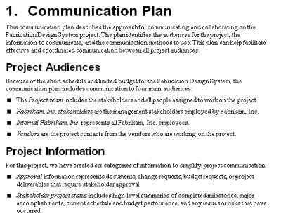 The Project Communication Plan