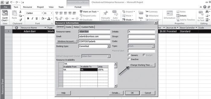 When Are You Working? Updating a Resource Calendar