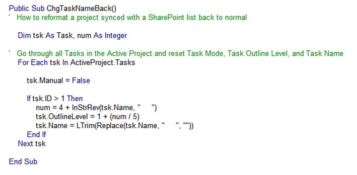 Sync a Microsoft Project Plan with a SharePoint Task List Macro