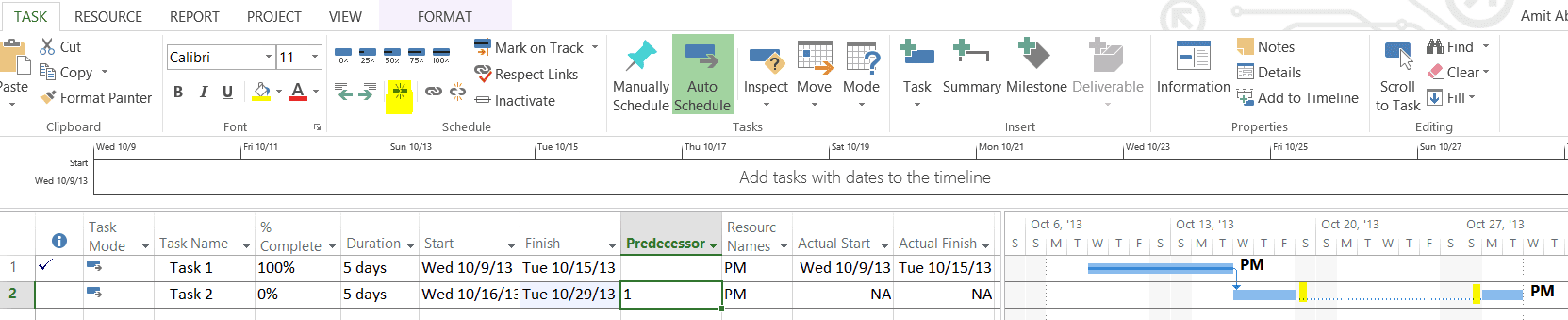 Updating Project Schedule