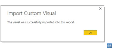 Box showing visual was successfully imported