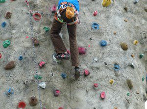 A person wall climing