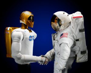 Two Astronauts Shaking Hands