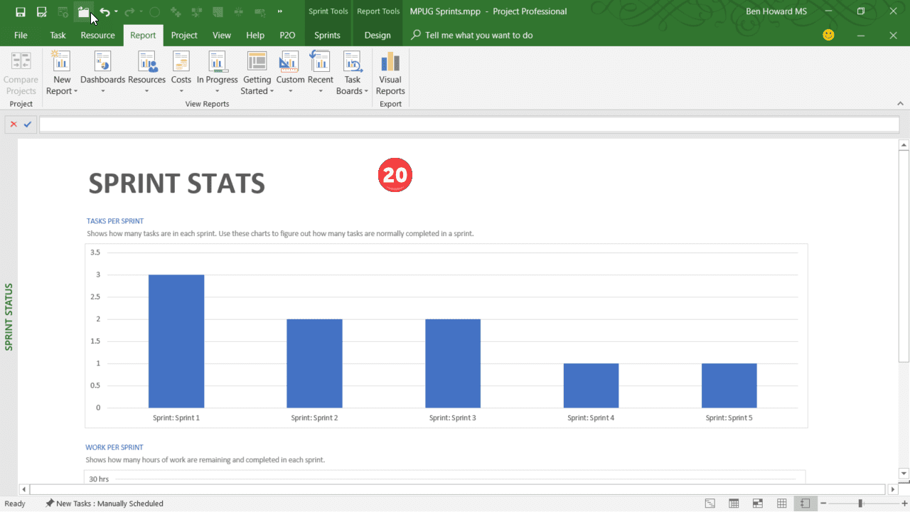 Sprint stats in MS Project