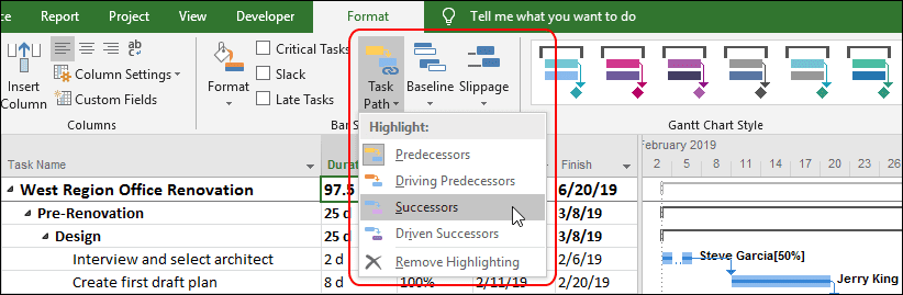 Gantt Chart Predecessor