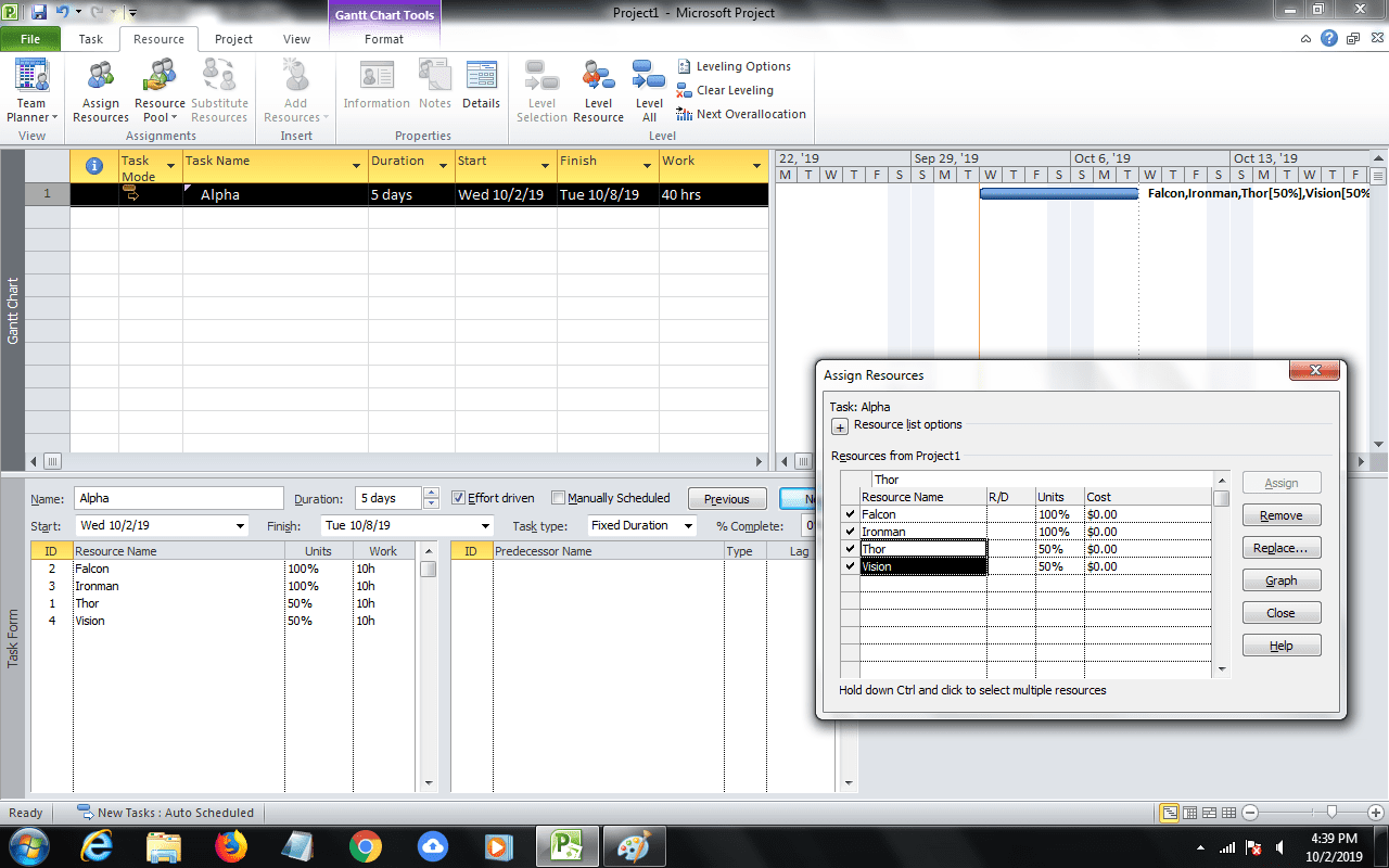 Effort driven” checkbox.