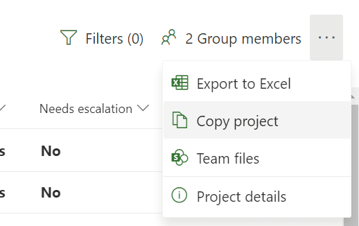 How to export to excel in project for the web