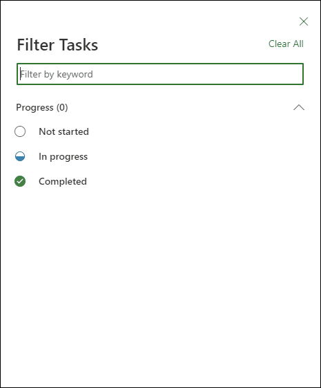  Filter Tasks sidepane