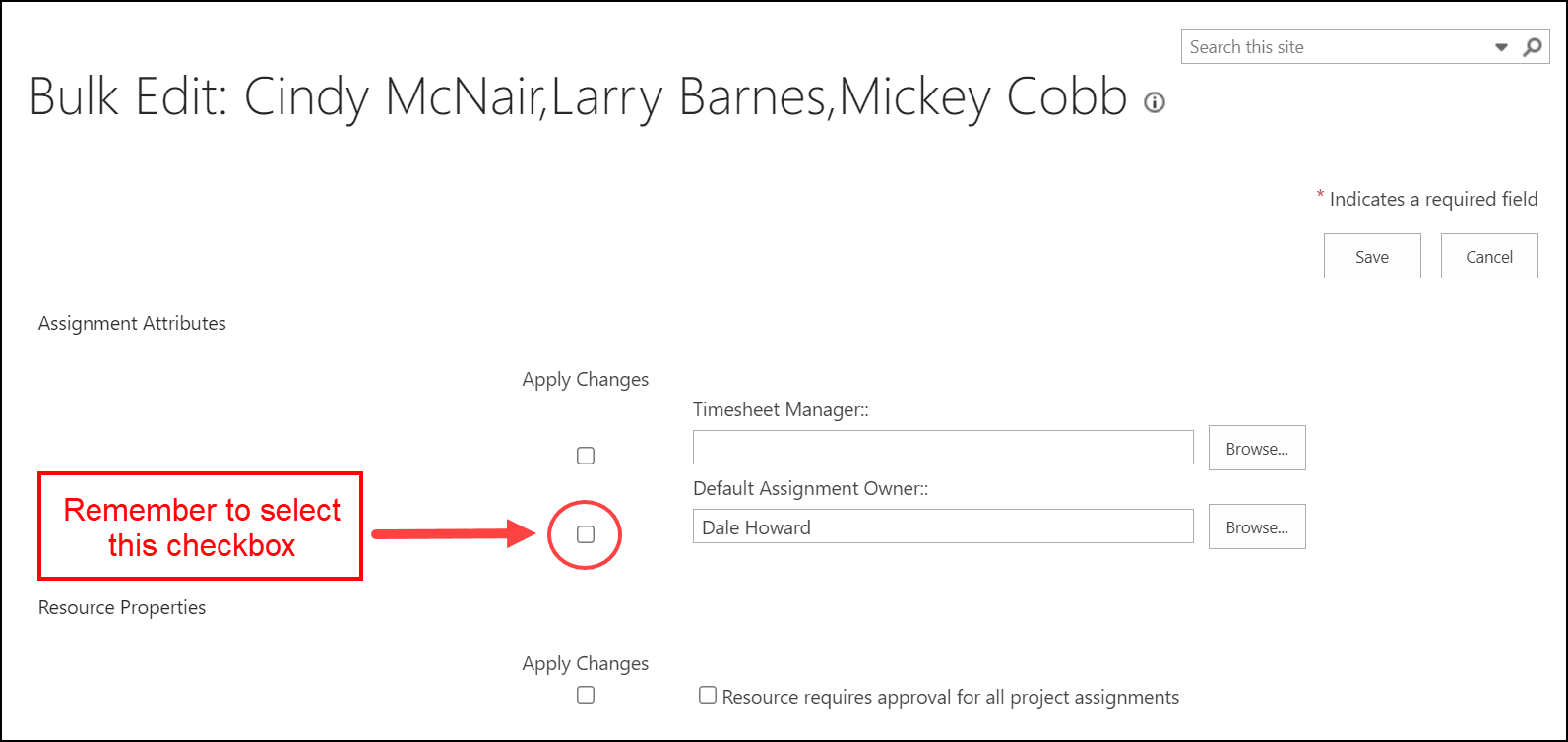 project online default assignment owner