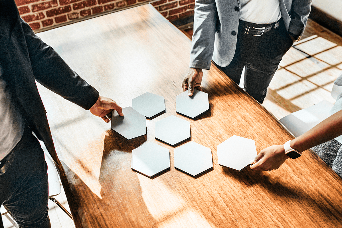 Shapes being placed on a table