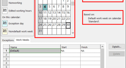 To change the working time for a specific day, click on the day in the calendar and then click on the "Working hours" button. In the "Working hours" dialog box, you can specify the start time, end time, and break time for the day. You can also specify whether the day is a holiday or a non-working day.

To change the working time for a range of days, click on the first day of the range and then hold down the Shift key while clicking on the last day of the range. Then, click on the "Working hours" button. In the "Working hours" dialog box, you can specify the start time, end time, and break time for the range of days. You can also specify whether the range of days is a holiday or a non-working day.

To change the working time for the entire calendar, click on the "Calendar" tab in the ribbon and then click on the "Working time" button. In the "Working time" dialog box, you can specify the start time, end time, and break time for the entire calendar. You can also specify whether the calendar is a holiday or a non-working day.