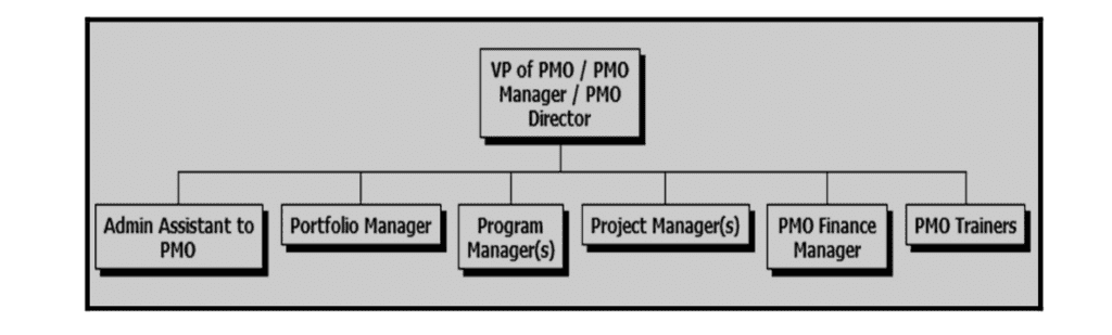 This is an example of what a typical Project Management Office organization structure might look