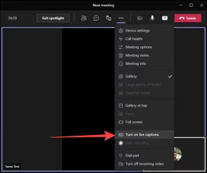 How to turn on captions in Teams