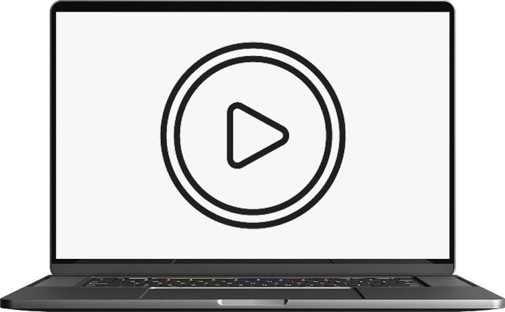 Computer with play button
