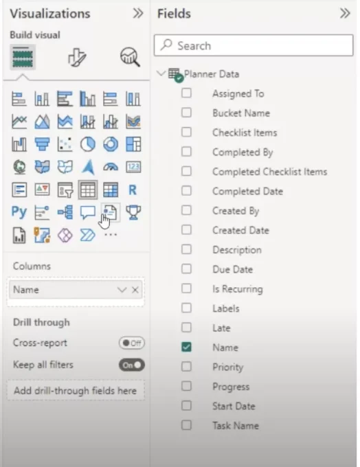 Filtering Data Visualization by Report name