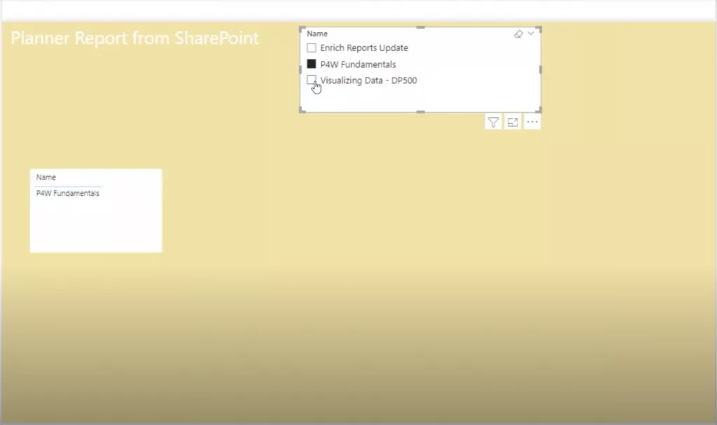 Name Field Filtered by Report Names
