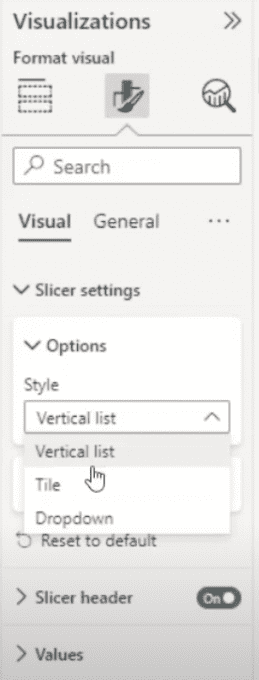 Formatting your slicer in Power Bi