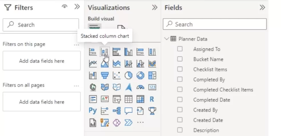 Adding a stacked column chart in Power BI