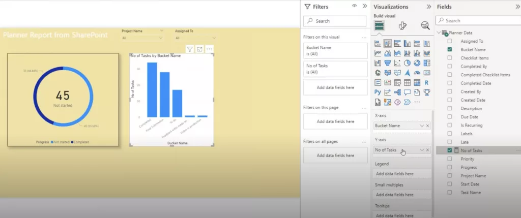 Adding data to the X-Axis and Y-Axis of your stacked chart in Power BI