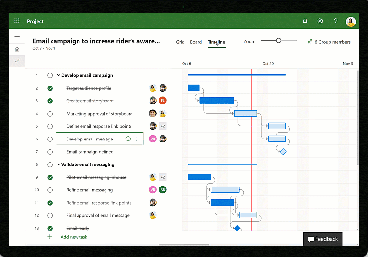 project on the web training Grid view in Microsoft Proejct for the Web