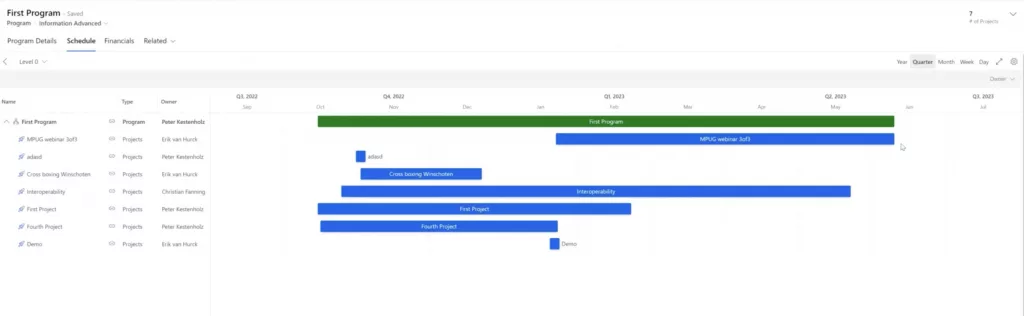 Screenshot of the schedule view with an extended timeline showing the new duration of 50 days, highlighted in yellow.