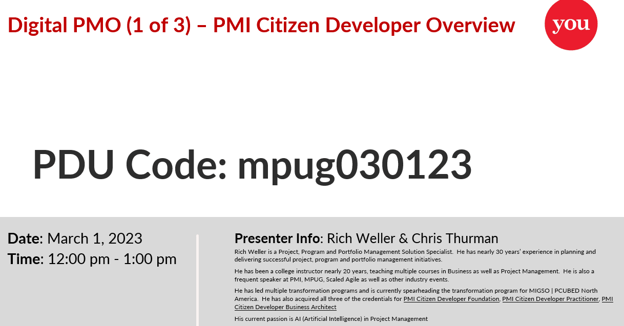 Digital PMO Citizen Developer Overview