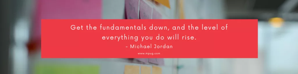 "Get the fundamentals down, and the level of everything you do will rise." 
~ Michael Jordan
