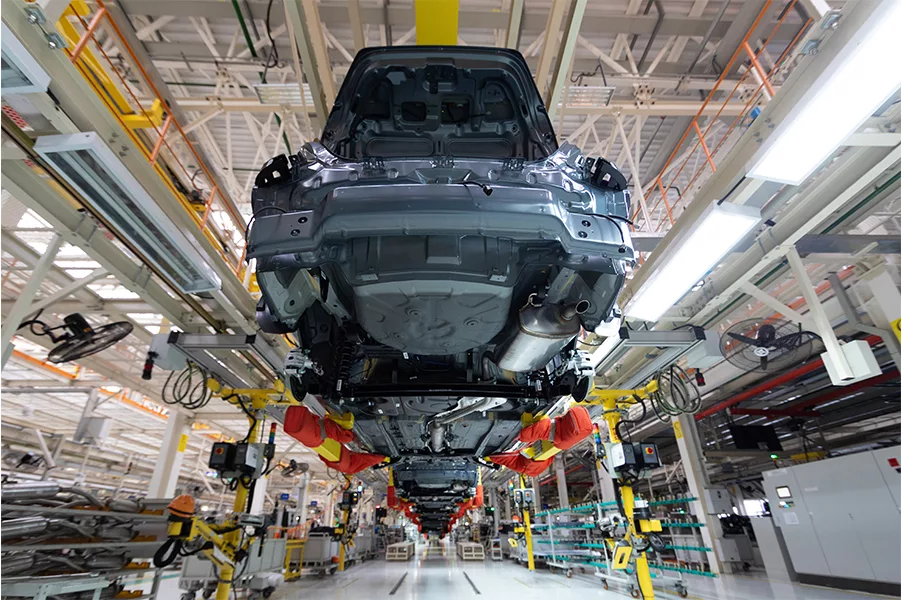 Image of a car in production process
