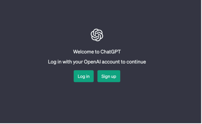 Figure 1. Go to chat.openai.com to sign up or log in.