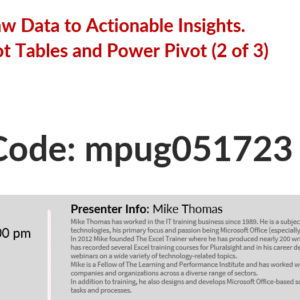 Pivot Tables and Power Pivot
