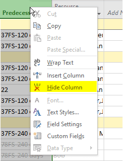 Hide column.