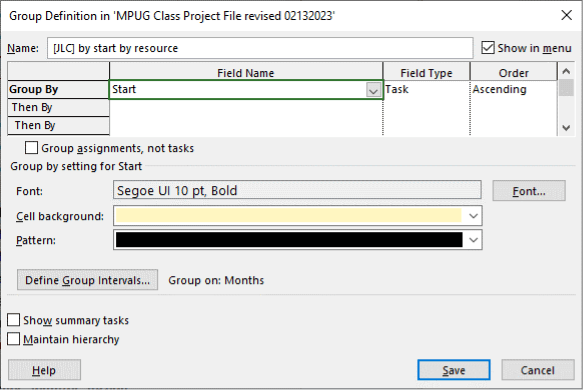 Single layer group by one field - "Resource."