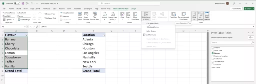 Inserting calculated fields