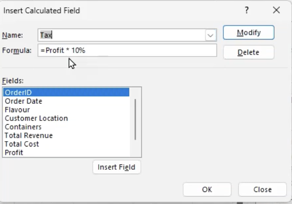 Calculated Field in Excel