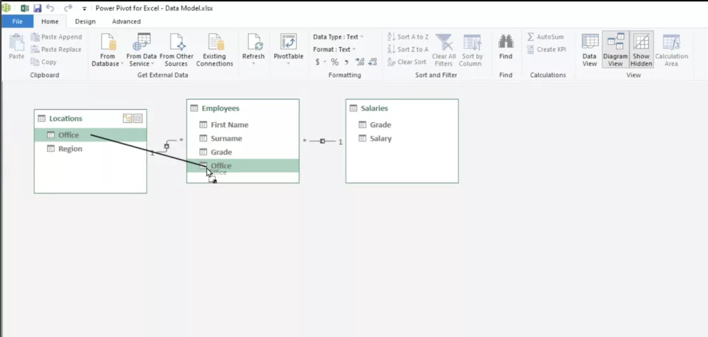 Establishing connections between tables