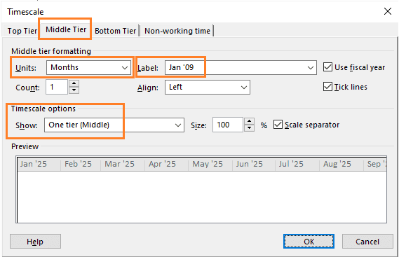 Timescale Customization
