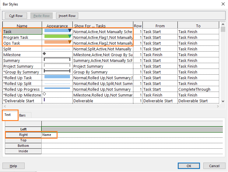 Formatting Bar Styles (Name)
