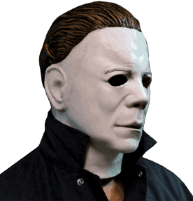 Illustration of spooky Mike Meyers Friday the 13th mask.