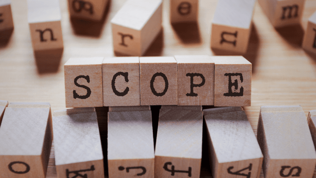 Image of the Word Scope Spelled with Wooden Blocks