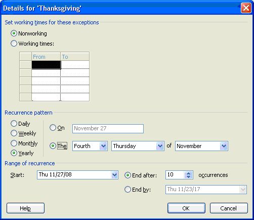 Ask the Teacher: Setting Recurring Non-working Time in Project