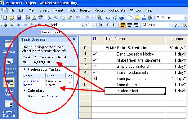 5 Compelling Reasons to Upgrade to Project 2007: Project Task Drivers