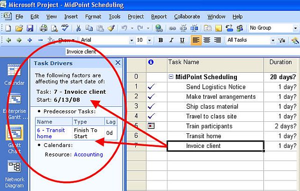 5 Compelling Reasons to Upgrade to Project 2007: Project Task Drivers